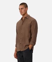 INDUSTRIE ST MARTINS LONG SLEEVE LINEN SHIRT - MACCHIATO