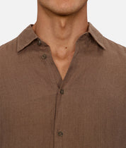 INDUSTRIE ST MARTINS LONG SLEEVE LINEN SHIRT - MACCHIATO