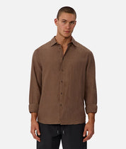 INDUSTRIE ST MARTINS LONG SLEEVE LINEN SHIRT - MACCHIATO
