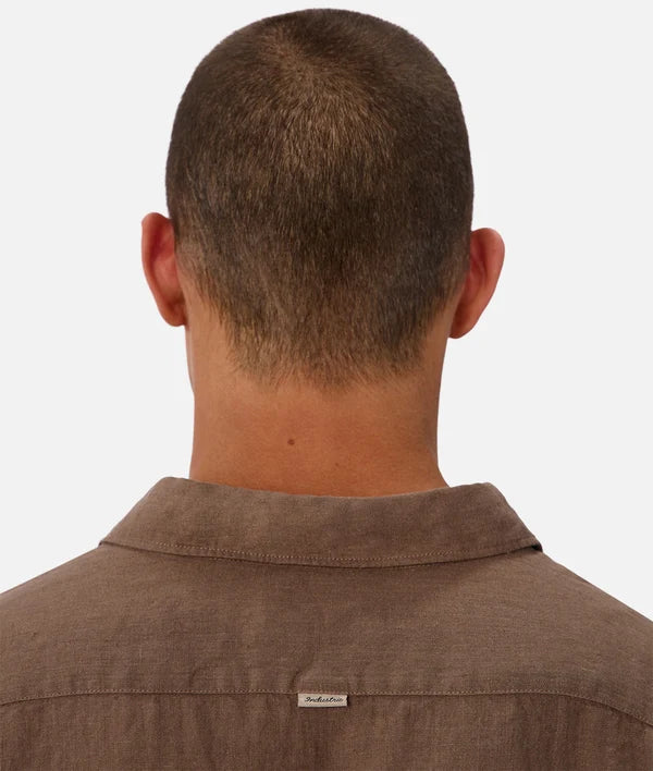 INDUSTRIE ST MARTINS LONG SLEEVE LINEN SHIRT - MACCHIATO