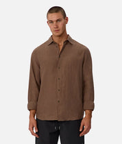 INDUSTRIE ST MARTINS LONG SLEEVE LINEN SHIRT - MACCHIATO