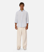 INDUSTRIE ST MARTINS LONG SLEEVE LINEN SHIRT MENS LIGHTWEIGHT SUMMER FIT – POWDER BLUE