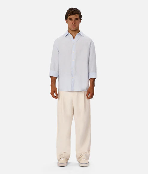 INDUSTRIE ST MARTINS LONG SLEEVE LINEN SHIRT MENS LIGHTWEIGHT SUMMER FIT – POWDER BLUE