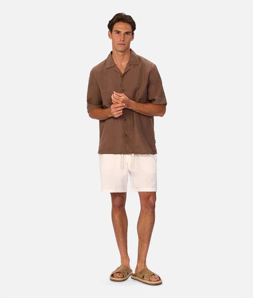 INDUSTRIE ST MARTINS SHORT SLEEVE LINEN SHIRT MENS LIGHTWEIGHT SUMMER FIT – MACCHIATO