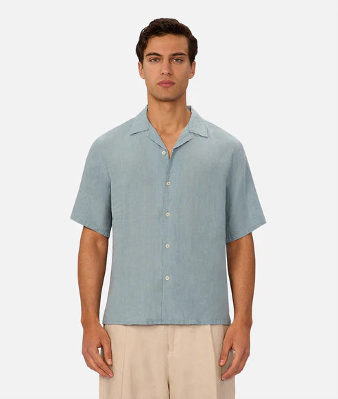 INDUSTRIE ST MARTINS SHORT SLEEVE LINEN SHIRT MENS LIGHTWEIGHT SUMMER FIT – MARINE