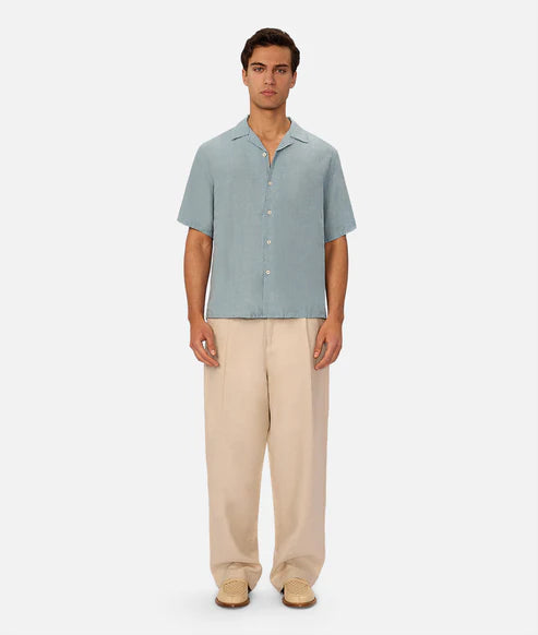 INDUSTRIE ST MARTINS SHORT SLEEVE LINEN SHIRT MENS LIGHTWEIGHT SUMMER FIT – MARINE