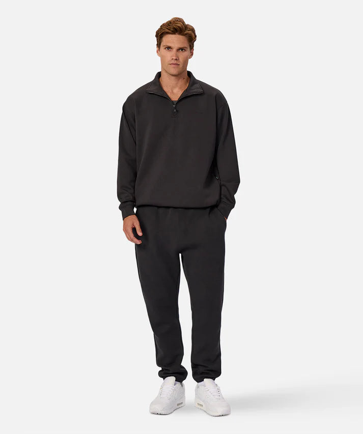 INDUSTRIE TECH STAUNTON TRACK TOP MENS QUARTER ZIP ATHLEISURE JUMPER OBSIDIAN