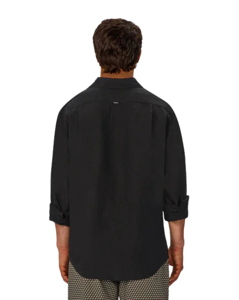 INDUSTRIE THE ST MARTINS LONG SLEEVE LINEN SHIRT – BLACK