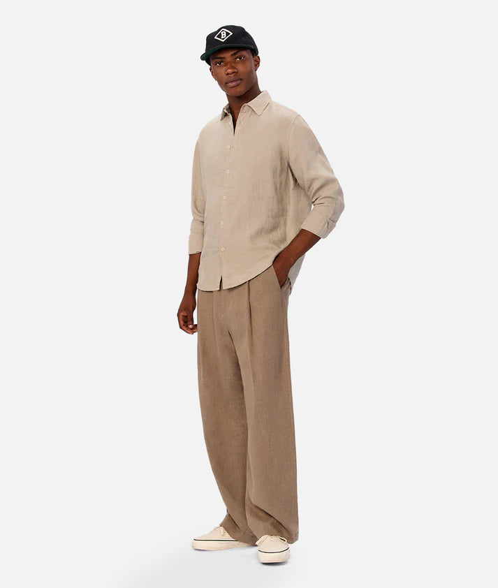 INDUSTRIE THE ST MARTINS LONG SLEEVE LINEN SHIRT – MOSS