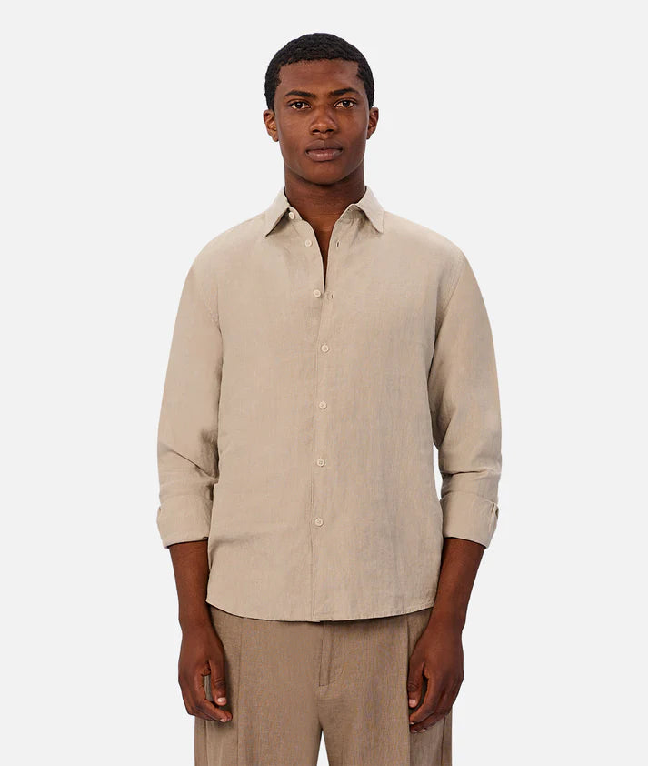 INDUSTRIE THE ST MARTINS LONG SLEEVE LINEN SHIRT – MOSS