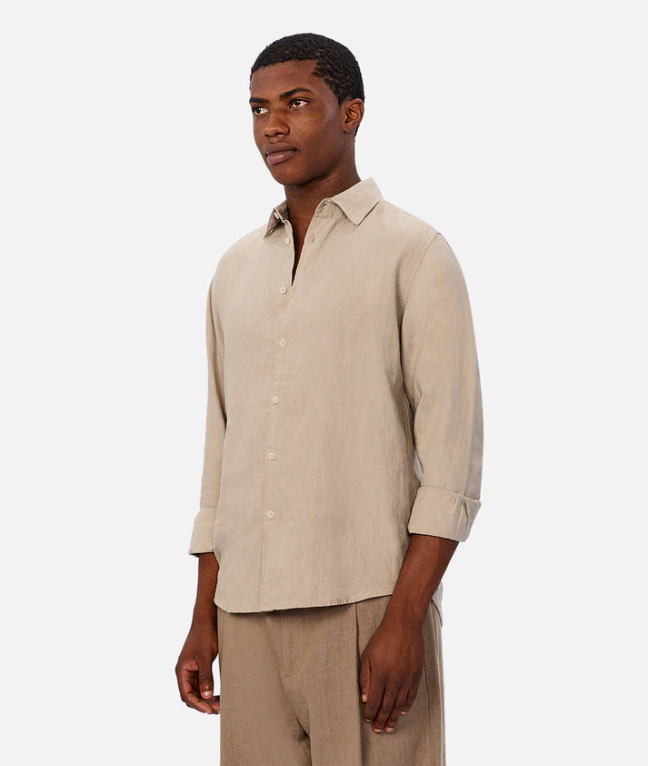 INDUSTRIE THE ST MARTINS LONG SLEEVE LINEN SHIRT – MOSS