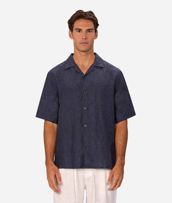 INDUSTRIE THE ST MARTINS SHORT SLEEVE LINEN SHIRT – DENIM