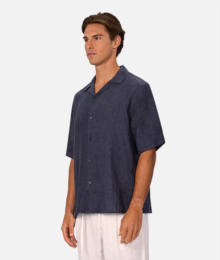 INDUSTRIE THE ST MARTINS SHORT SLEEVE LINEN SHIRT – DENIM
