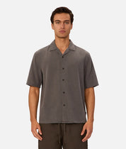 INDUSTRIE WASHED MARBELLA SHORT SLEEVE SHIRT - GUNMETAL