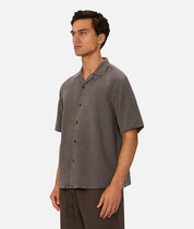 INDUSTRIE WASHED MARBELLA SHORT SLEEVE SHIRT - GUNMETAL