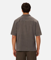 INDUSTRIE WASHED MARBELLA SHORT SLEEVE SHIRT - GUNMETAL