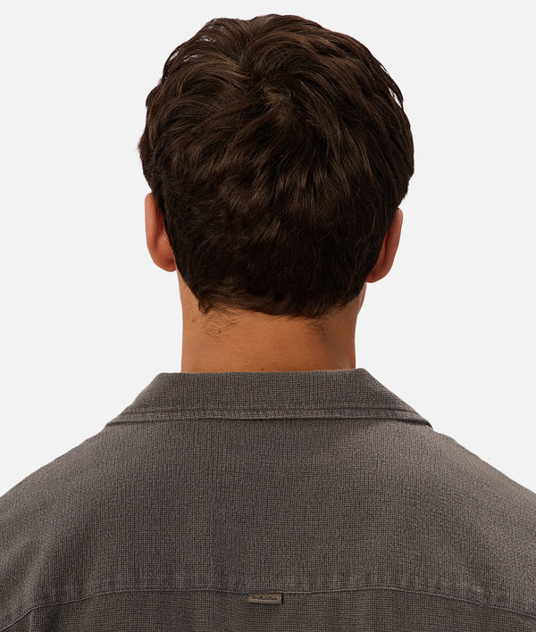 INDUSTRIE WASHED MARBELLA SHORT SLEEVE SHIRT - GUNMETAL