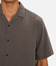 INDUSTRIE WASHED MARBELLA SHORT SLEEVE SHIRT - GUNMETAL