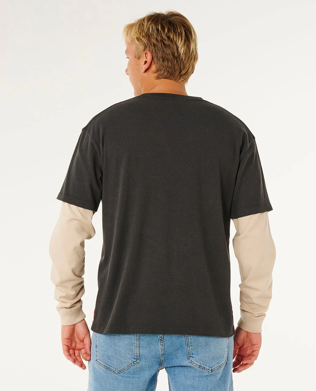 RIP CURL INNER VISIONS SMASHED LONG SLEEVE LOOSE TEE WASHED BLACK