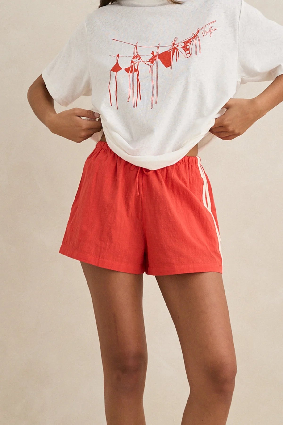 RHYTHM ISADORA SHORT WOMENS SPORT STRIPE RED