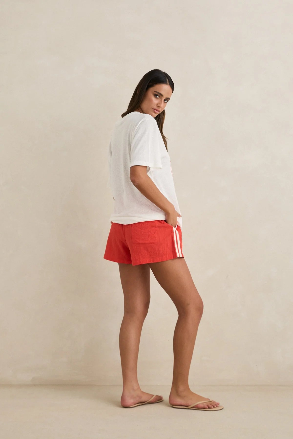 RHYTHM ISADORA SHORT WOMENS SPORT STRIPE RED