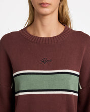 RVCA IVY STRIPE CREW NECK TERRA BROWN