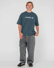 RUSTY JETSETTER OVERSIZED GRAPHIC TEE MENS STREETWEAR T SHIRT DEEP TEAL