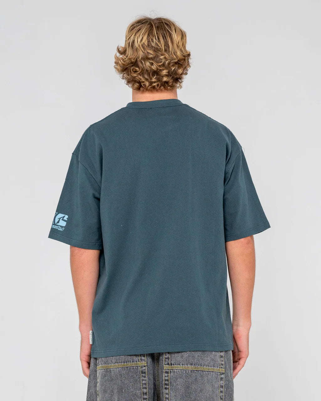RUSTY JETSETTER OVERSIZED GRAPHIC TEE MENS STREETWEAR T SHIRT DEEP TEAL