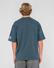 RUSTY JETSETTER OVERSIZED GRAPHIC TEE MENS STREETWEAR T SHIRT DEEP TEAL