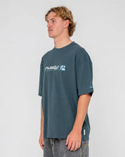 RUSTY JETSETTER OVERSIZED GRAPHIC TEE MENS STREETWEAR T SHIRT DEEP TEAL