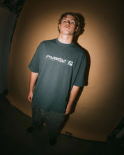 RUSTY JETSETTER OVERSIZED GRAPHIC TEE MENS STREETWEAR T SHIRT DEEP TEAL