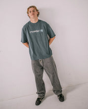 RUSTY JETSETTER OVERSIZED GRAPHIC TEE MENS STREETWEAR T SHIRT DEEP TEAL