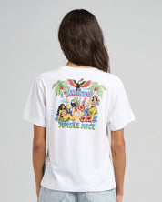 THE MAD HUEYS JUNGLE JUICE WOMENS SURF TEE WHITE COTTON FISHING LIFESTYLE TSHIRT