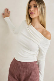 RHYTHM JUNO LONG SLEEVE TOP WOMENS OFF SHOULDER WHITE