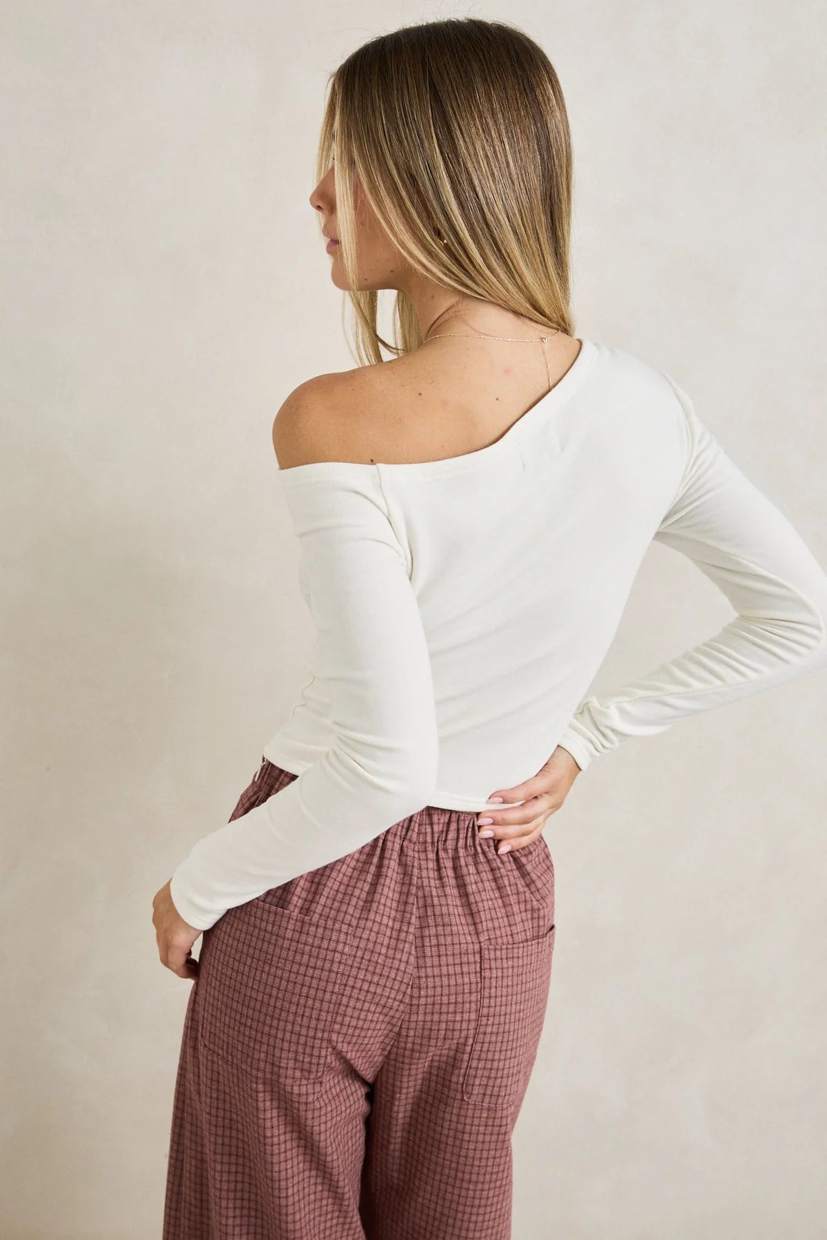 RHYTHM JUNO LONG SLEEVE TOP WOMENS OFF SHOULDER WHITE