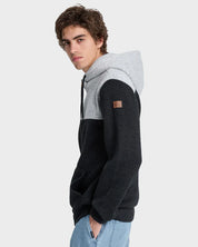 QUIKSILVER KELLER BLOCK ZIP UP HOODIE BLACK HEATHER