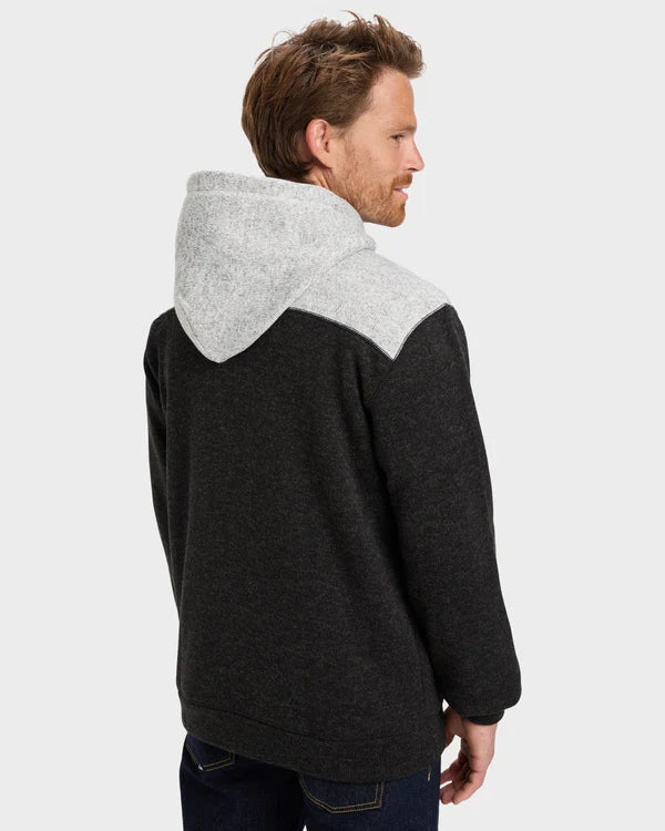 QUIKSILVER KELLER BLOCK ZIP UP HOODIE BLACK HEATHER