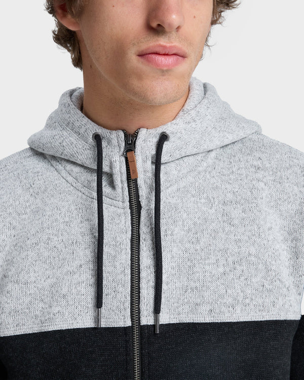 QUIKSILVER KELLER BLOCK ZIP UP HOODIE BLACK HEATHER