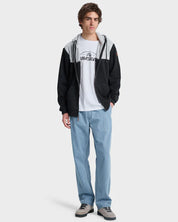 QUIKSILVER KELLER BLOCK ZIP UP HOODIE BLACK HEATHER