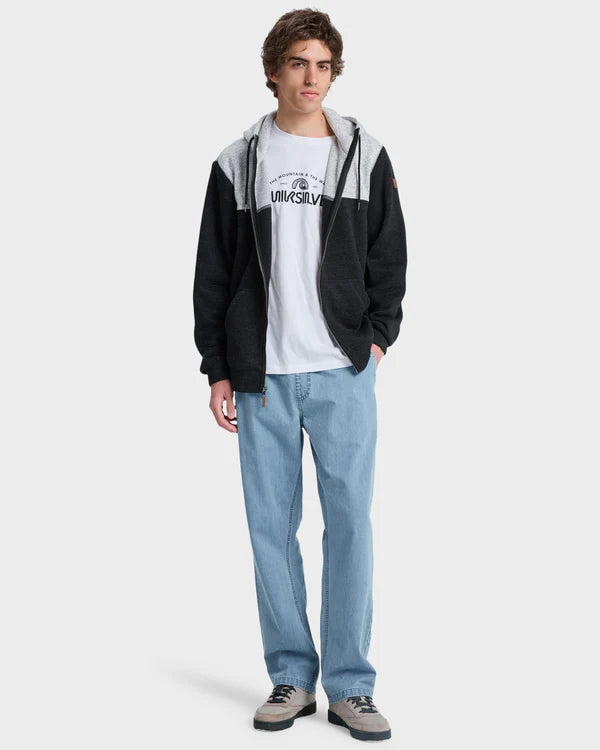 QUIKSILVER KELLER BLOCK ZIP UP HOODIE BLACK HEATHER