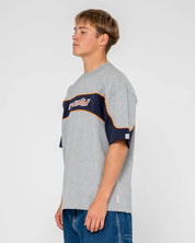 RUSTY KINETIC PANEL HEAVY TEE MENS PREMIUM STREET T-SHIRT GREY MARLE