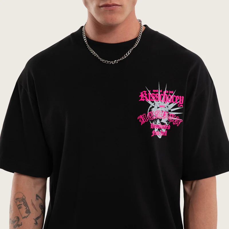 KSCY STRIDER STREET TEE BOXY CROPPED FIT MIDWEIGHT GRAPHIC RELAXED STREETWEAR JET BLACK