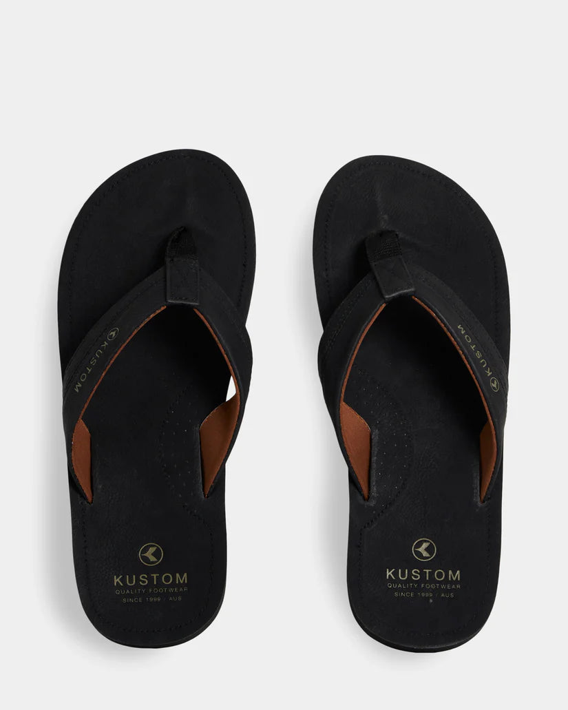 KUSTOM MENS VEGO 2 THONGS – BLACK
