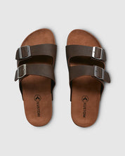 KUSTOM WOMENS DUO SLIDES – CHOC BROWN COMFORT SLIP-ON BEACH SANDALS