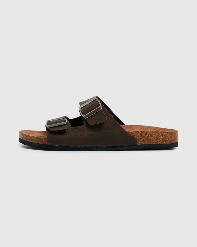 KUSTOM WOMENS DUO SLIDES – CHOC BROWN COMFORT SLIP-ON BEACH SANDALS