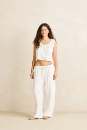 RHYTHM LENI VEST TOP WOMENS TEXTURED COTTON WHITE