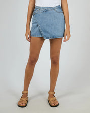 ALL ABOUT EVE LENNI MINI SKORT LIGHT BLUE WOMENS DENIM SKORT