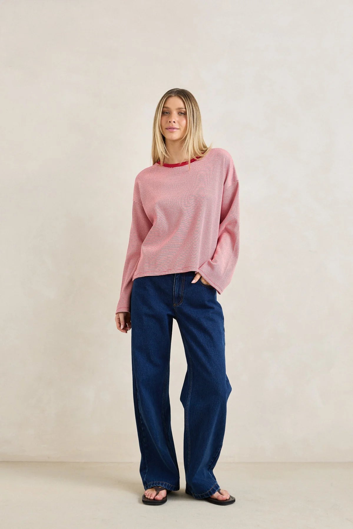 RHYTHM LEXI STRIPE LONG SLEEVE TOP – WOMENS STRIPED RIB LONG SLEEVE