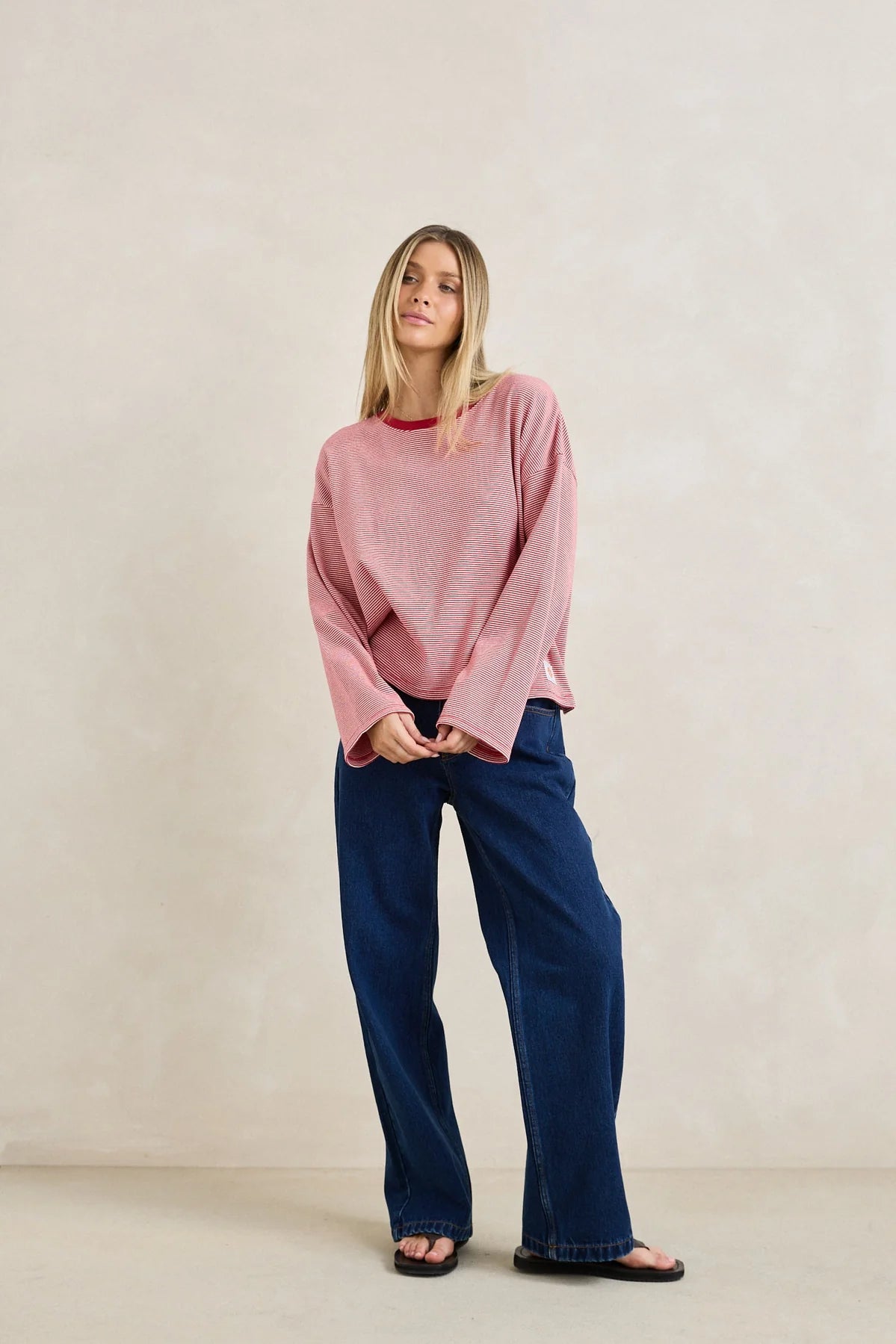 RHYTHM LEXI STRIPE LONG SLEEVE TOP – WOMENS STRIPED RIB LONG SLEEVE