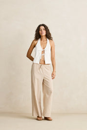 RHYTHM LONDON CHECK BEACH PANT NATURAL